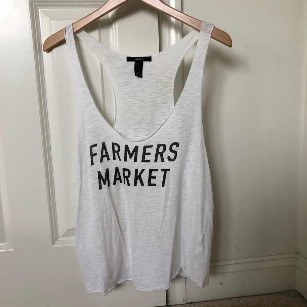 Cute White Forever 21 Tank Top Size Large